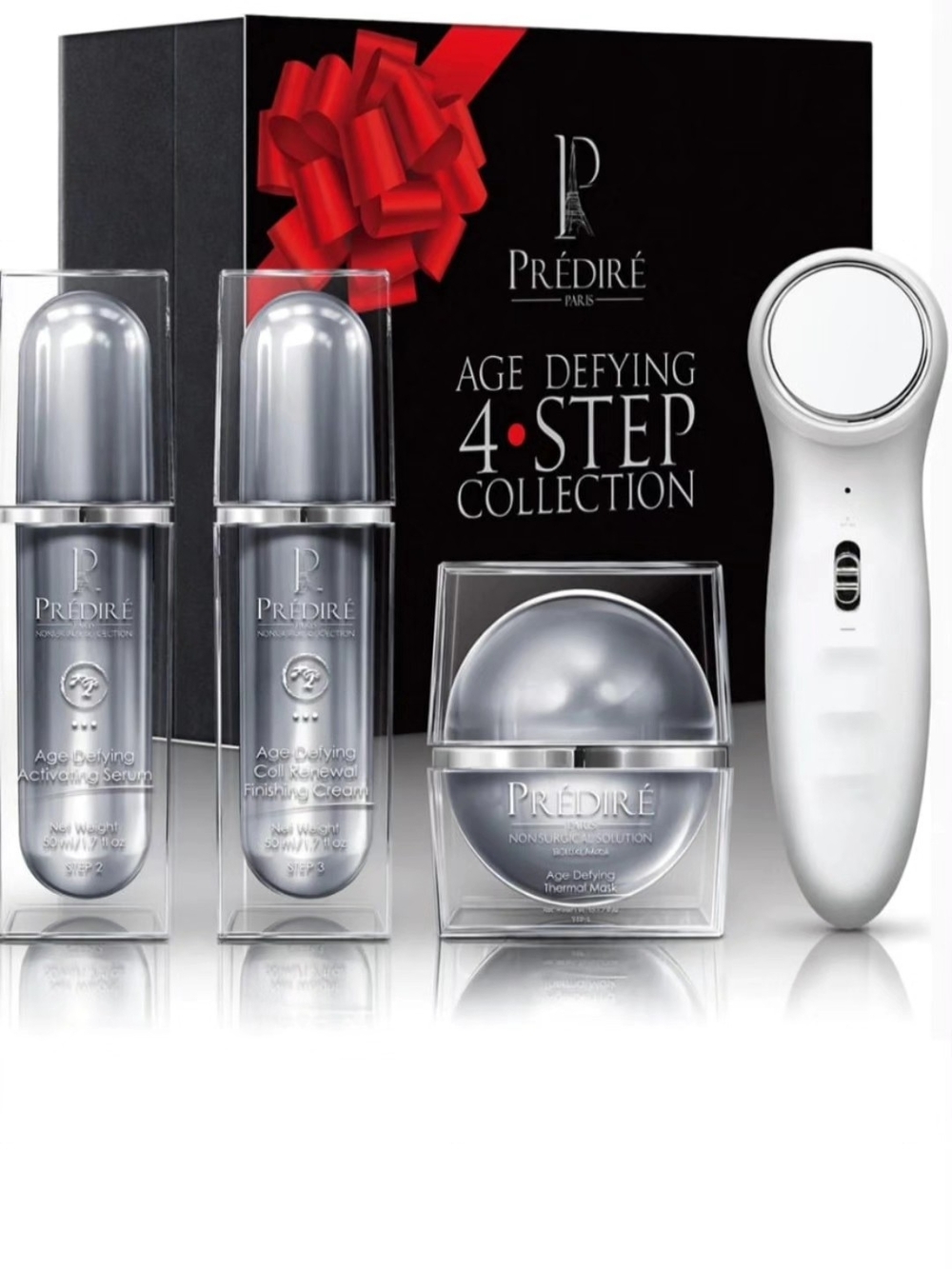 Age Defying 4-Step Serum & Device Set - Silver/White